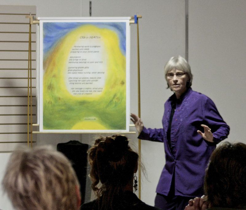 Diane Robitelle performing a poem from her Words for the Wordless series