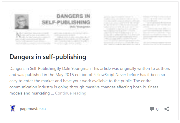 Dangers in Self-Publishing by Dale Youngman