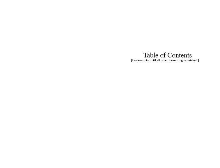 front matter, table of contents