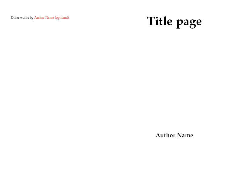 front matter, title page