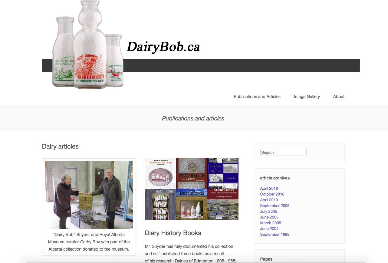 Preview of Dairy Bob's website  dairybob.ca on publication page