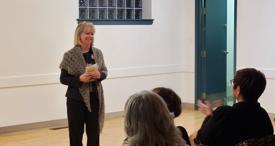 Author Janet Hamilton at her book launch.   